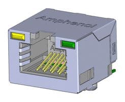 RJE3A1886442 - AMPHENOL COMMUNICATIONS SOLUTIONS - RJE3A1886442 - Modular Connector, RJ45 Jack, 1 x 1 (Port), 8P8C, Cat5e, Surface Mount