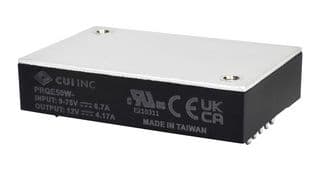 PRQE50W-E12-S12-D - CUI - PRQE50W-E12-S12-D - Isolated Through Hole DC/DC Converter, ITE & Railway, Quarter Brick, 50 W, 1 Output, 12 V