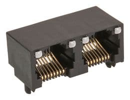44248-0001 - MOLEX - 44248-0001 - Modular Connector, RJ45 Jack, 1 x 2 (Ganged), 8P8C, Cat3, Panel Mount, Through Hole Mount