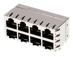 44520-0001 - MOLEX - 44520-0001 - Modular Connector, RJ45 Jack, 2 x 4 (Stacked), 8P8C, Cat5, Cat5e, Through Hole Mount