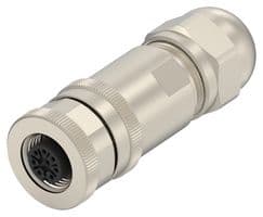2358992-2. - AMP - TE CONNECTIVITY - 2358992-2. - Sensor Connector, PG9, M12, Female, 8 Positions, Crimp Socket - Contacts Not Supplied