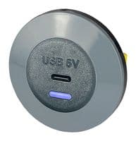 PVPWP-CFF - ALFATRONIX - PVPWP-CFF - USB Charger Receptacle, IP65, Front Fit, PVPWp Series, 2.5 A, 24 V, 1 Port, USB Type C