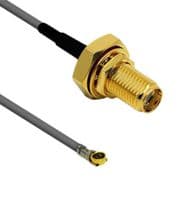 ASMGA005XD113S11 - SIRETTA - ASMGA005XD113S11 - RF / Coaxial Cable Assembly, 1.97 ", 50 mm, 1.13mm, MHF4-Type Plug, SMA Bulkhead Jack, 50 ohm