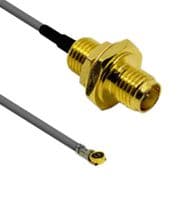ASMGA005XC113S11 - SIRETTA - ASMGA005XC113S11 - RF / Coaxial Cable Assembly, 1.97 ", 50 mm, 1.13mm, MHF4-Type Plug, SMA Bulkhead Jack, 50 ohm