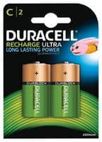 ACCU C2 - DURACELL - ACCU C2 - Rechargeable Battery, Ultra-Rechargeable, Pack of 2, 1.2 V, Nickel Metal Hydride, 2.2 Ah, C