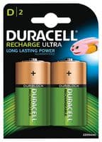 ACCU D2 - DURACELL - ACCU D2 - Rechargeable Battery, Ultra-Rechargable, Pack of 2, 1.2 V, Nickel Metal Hydride, 2.2 Ah, D