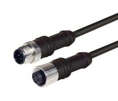 M12M12F4D-1 - L-COM - M12M12F4D-1 - Sensor Cable, M12 Plug, M12 Receptacle, 4 Positions, 1 m, 3.3 ft, M12M12F4D Series