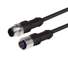 M12M12F4D-3 - L-COM - M12M12F4D-3 - Sensor Cable, M12 Plug, M12 Receptacle, 4 Positions, 3 m, 9.8 ft, M12M12F4D Series
