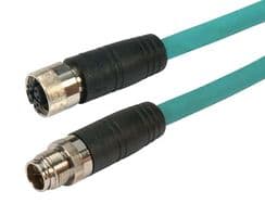 TRG608-T6T-1M - L-COM - TRG608-T6T-1M - Sensor Cable, X Coded, M12 Plug, M12 Receptacle, 8 Positions, 1 m, 3.3 ft, TRG608-T6T Series