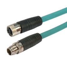 TRG608-T6T-5M - L-COM - TRG608-T6T-5M - Sensor Cable, M12 Plug, M12 Receptacle, 8 Positions, 5 m, 16.4 ft, TRG608-T6T Series
