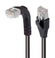 TRD695SRA1BLK-15 - L-COM - TRD695SRA1BLK-15 - Ethernet Cable, Cat6, 90° RJ45 Plug to RJ45 Plug, FTP (Foiled Twisted Pair), Black, 4.6 m, 15 ft