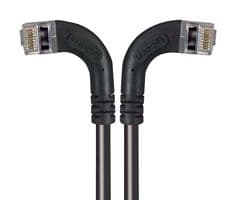 TRD695SRA8BLK-2 - L-COM - TRD695SRA8BLK-2 - Ethernet Cable, Cat6, 90° RJ45 Plug to 90° RJ45 Plug, FTP (Foiled Twisted Pair), Black, 609.6 mm