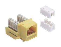 MJS110C6-YL - L-COM - MJS110C6-YL - Modular Connector, Yel, Keystone 110, RJ45 Jack, 1 x 1 (Port), 8P8C, Cat6, Panel Mount