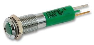 19010251 - CML INNOVATIVE TECHNOLOGIES - 19010251 - LED Panel Mount Indicator, Satin Chrome Bezel, Green, 12 VDC, 8 mm, 20 mA, 8 mcd, IP67