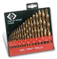 T3291 - CK TOOLS - T3291 - Drill Bit Set, 19 Pieces, HSS, Titanium, Roll Forged