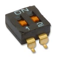A6H-2102-P - OMRON ELECTRONIC COMPONENTS - A6H-2102-P - DIP / SIP Switch, 2 Circuits, Slide, Surface Mount, SPST, 24 V, 25 mA