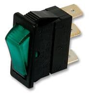 C5503ATNAF - BULGIN / PARTNER STOCK - C5503ATNAF - Rocker Switch, Off-On, SPST, Illuminated, Panel Mount, Green, 5500 Series