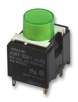 A3AT-90L1-00EG - OMRON INDUSTRIAL AUTOMATION - A3AT-90L1-00EG - Pushbutton Switch, A3A Series, 11.5 mm, SPST-NO, On-Off, Round, Green
