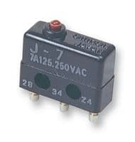 J7 - OMRON INDUSTRIAL AUTOMATION - J7 - Microswitch, Snap Action, Plunger, SPDT, Solder, 7 A, 250 V