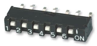 SIP-06T - MULTICOMP PRO - SIP-06T - DIP / SIP Switch, 6 Circuits, Slide, Through Hole, SPST, 50 V, 10 mA