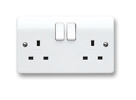 K2647WHI - HONEYWELL - K2647WHI - Logic Plus 13A 2 Gang DP Switched Socket with Neon, White