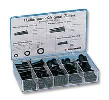 639-60000 HOT KIT-PVC-FR-BK. - HELLERMANNTYTON - 639-60000 HOT KIT-PVC-FR-BK. - Grommet Kit, Hot Kit, Assorted Sizes For Bend and Edge Protection, PVC, Black, Storage Case, 100 Pcs