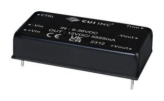 PRC60-24-D12 - CUI - PRC60-24-D12 - Isolated Through Hole DC/DC Converter, ITE & Railway, DIP, 4:1, 60 W, 2 Output, 12 VDC