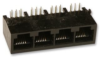 43223-6107 - MOLEX - 43223-6107 - Modular Connector, Modular Jack, 1 x 4 (Ganged), 6P6C, Cat3, Through Hole Mount