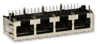43223-8146 - MOLEX - 43223-8146 - Modular Connector, RJ45 Jack, 1 x 4 (Ganged), 8P8C, Cat3, Through Hole Mount