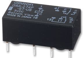G6A-274P-ST-US DC12 - OMRON ELECTRONIC COMPONENTS - G6A-274P-ST-US DC12 - Signal Relay, 12 VDC, DPDT, 2 A, G6A Series, Through Hole, Non Latching