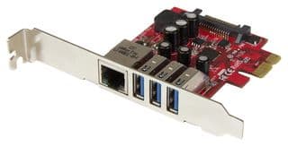 PEXUSB3S3GE - STARTECH - PEXUSB3S3GE - 3 Port PCI Express USB 3.0 Card + Gigabit Ethernet, 5Gbps