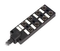 DB12-5A8CAB-DPS7B01 - AMPHENOL LTW - DB12-5A8CAB-DPS7B01 - Sensor Distribution Box, Black, 1m Cable, M12 Connector - 5 Pole, 8 Ports, M Series, IP67