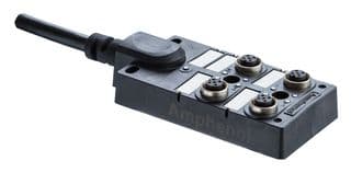 DB12-5A4CAB-DPS7B01 - AMPHENOL LTW - DB12-5A4CAB-DPS7B01 - Sensor Distribution Box, Black, 1m Cable, M12 Connector - 5 Pole, 4 Ports, M Series, IP67
