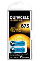 15063765 - DURACELL - 15063765 - Battery, Hearing Aid 675, Pack of 6, 1.4 V, PR44, Zinc Air, 600 mAh, Pressure Contact, 6