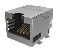 RJE3A1886402N - AMPHENOL COMMUNICATIONS SOLUTIONS - RJE3A1886402N - Modular Connector, RJ45 Jack, 1 x 1 (Port), 8P8C, Cat5e, Surface Mount