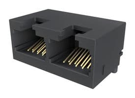 RJE3A2880402N - AMPHENOL COMMUNICATIONS SOLUTIONS - RJE3A2880402N - Modular Connector, RJ45 Jack, 1 x 2 (Ganged), 8P8C, Cat5e, Surface Mount