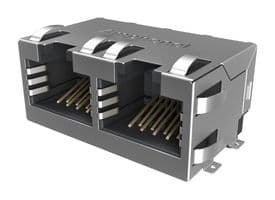 RJE3A2881402N - AMPHENOL COMMUNICATIONS SOLUTIONS - RJE3A2881402N - Modular Connector, RJ45 Jack, 1 x 2 (Ganged), 8P8C, Cat5e, Surface Mount