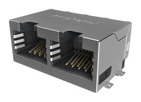 RJE3A2886402N - AMPHENOL COMMUNICATIONS SOLUTIONS - RJE3A2886402N - Modular Connector, RJ45 Jack, 1 x 2 (Ganged), 8P8C, Cat5e, Surface Mount