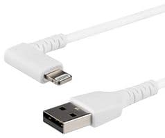 RUSBLTMM1MWR - STARTECH - RUSBLTMM1MWR - USB Cable, 1m / 3.3ft Angled Lightning to USB Cable, MFI Certified Lightning Cable, White