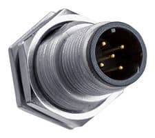 HDM12A-05PMMP-SF8001 - AMPHENOL LTW - HDM12A-05PMMP-SF8001 - Sensor Connector, Black, M Series, M12, Male, 5 Positions, PCB Pin, Straight Panel Mount