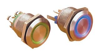 MPI002/TERM/D4 - BULGIN / PARTNER STOCK - MPI002/TERM/D4 - Vandal Resistant Switch, MPI002 Series, 19.2 mm, SPST-NO, Momentary, Round Flush, Natural
