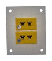 AM-K-FF + FMP-2 - LABFACILITY - AM-K-FF + FMP-2 - Thermocouple Connector, Miniature, Yellow, 45 x 55mm Panel, K, Socket, 2Way, ANSI, Fascia Mount