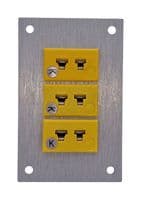 AM-K-FF + FMP-3 - LABFACILITY - AM-K-FF + FMP-3 - Thermocouple Connector, Miniature, Yellow, 45 x 70mm Panel, K, Socket, 3Way, ANSI, Fascia Mount