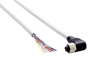 DOL-1212-W05MAS02 - SICK - DOL-1212-W05MAS02 - Sensor Cable, Grey, 90° M12 Receptacle, Free End, 12 Positions, 5 m, 16.4 ft