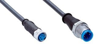 YF8U14-020UA3M2A14 - SICK - YF8U14-020UA3M2A14 - Sensor Cable, A Coded, Black, M8 Receptacle, M12 Plug, 4 Positions, 2 m, 6.6 ft