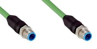 YM2D24-020PN1M2D24 - SICK - YM2D24-020PN1M2D24 - Sensor Cable, D Coded, Green, M12 Plug, M12 Plug, 4 Positions, 2 m, 6.6 ft