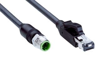 YM2D24-050PN4MRJA4 - SICK - YM2D24-050PN4MRJA4 - Sensor Cable, 4Pos/8Pos, D Coded, Black, M12 Plug, RJ45 Plug, 5 m, 16.4 ft