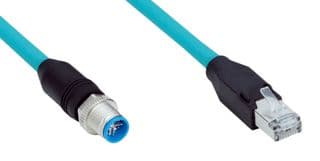 YM2X18-050EG2MRJA8 - SICK - YM2X18-050EG2MRJA8 - Sensor Cable, X Coded, Turquoise, M12 Plug, RJ45 Plug, 8 Positions, 5 m, 16.4 ft