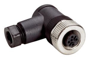DOS-1204-W - SICK - DOS-1204-W - Sensor Connector, M12, Female, 4 Positions, Screw Socket, Right Angle Cable Mount