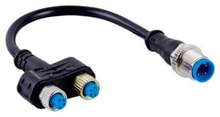 SYL-8204-G0M11-X2 - SICK - SYL-8204-G0M11-X2 - Y-Splitter, A-Coded, 1x 4-Pin M12 Male Connector, 2x 4-Pin M8 Female Connector, 110 mm
